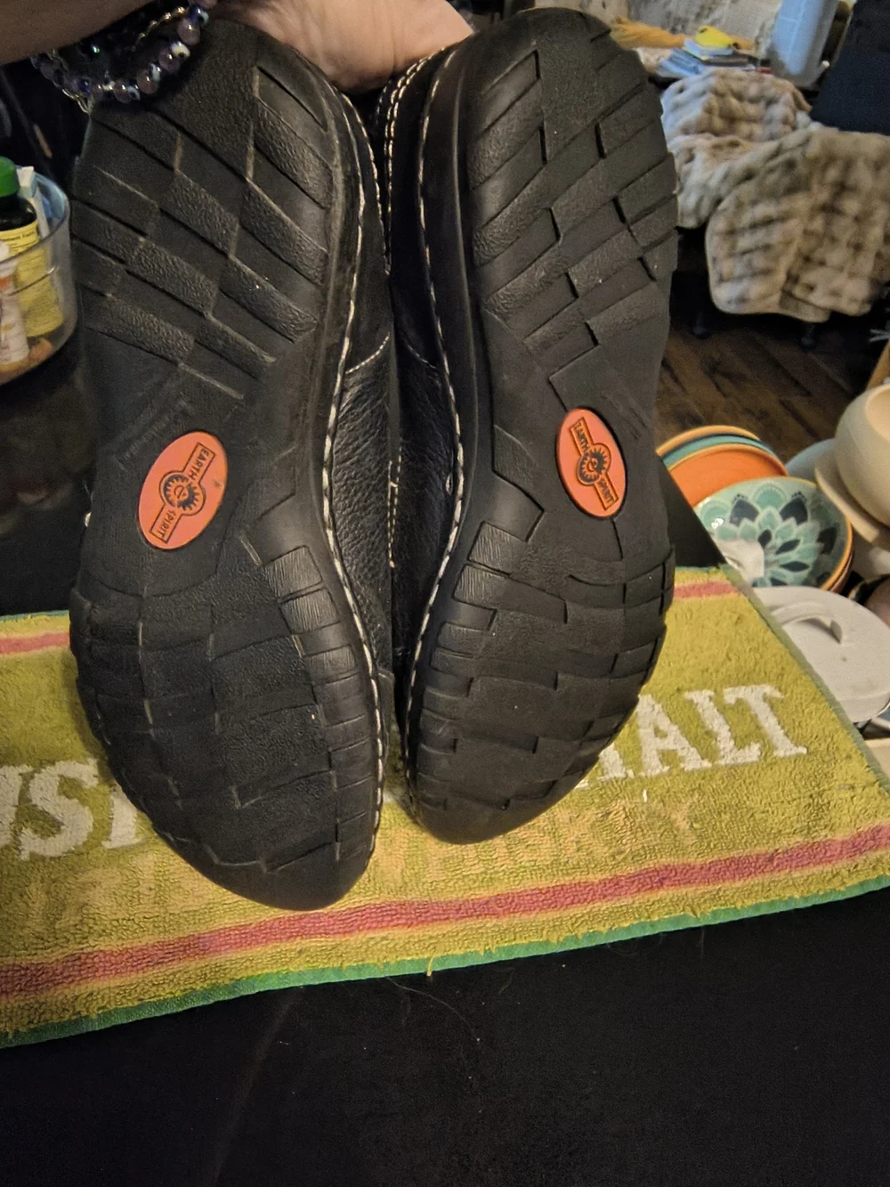 Earth Spirit Black Slip-On Loafers with Stitch Detail - Picture 4 of 4